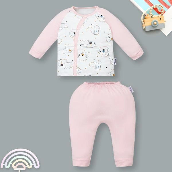 Bộ tay dài unisex BabyMommy visco hồng